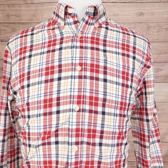 JACHS NEW YORK CLASSIC FIT RED PLAID BUTTON DOWN SHIRT MENS SIZE L LARGE - Picture 1 of 7